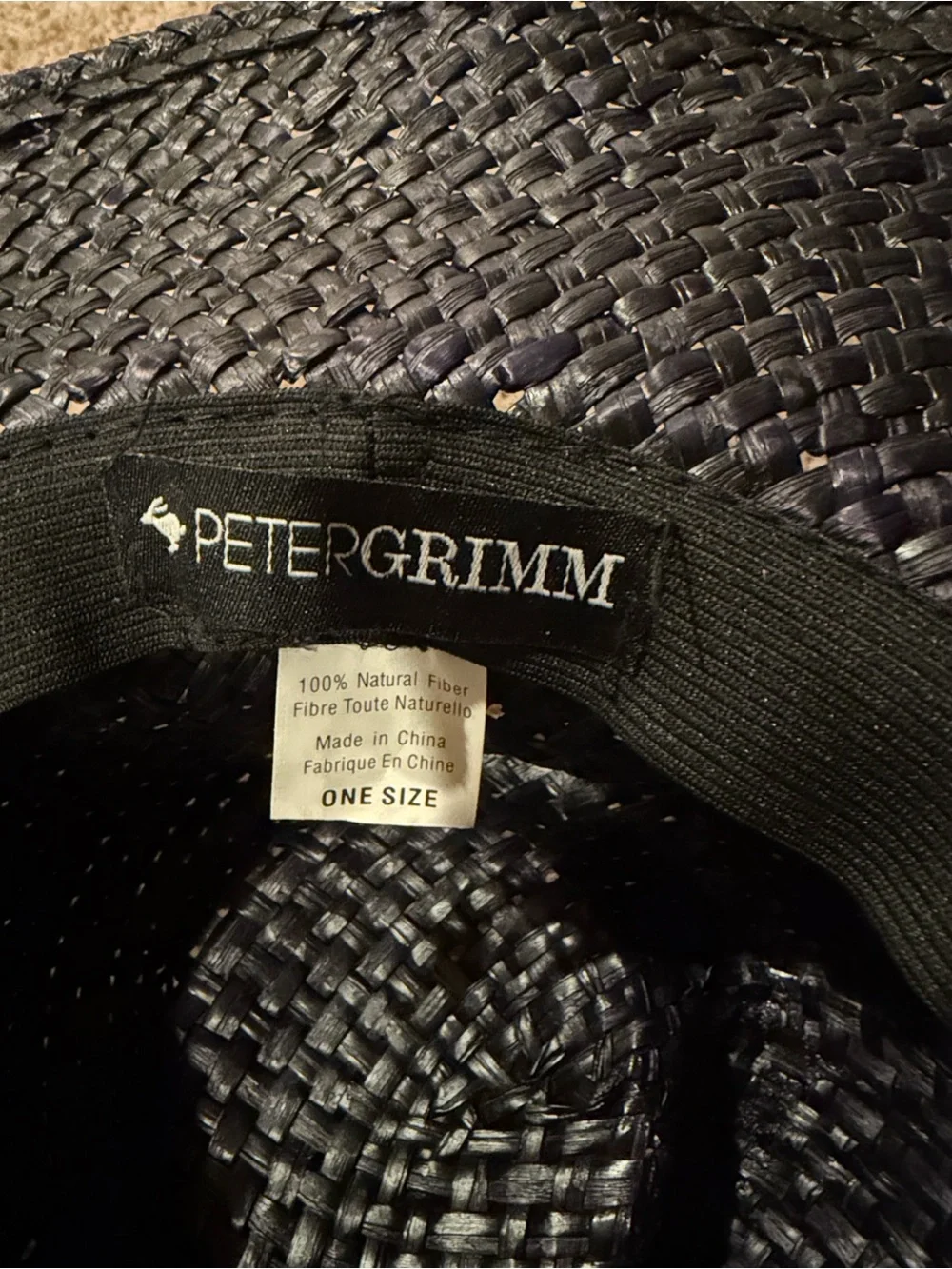 Peter Grimm Black Woven Straw Western Hat with Decorative Brown Band